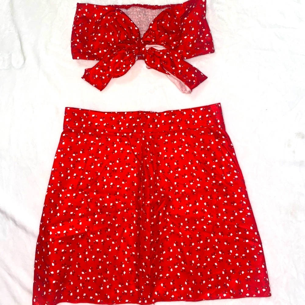 Bright floral skirt/bandeau set